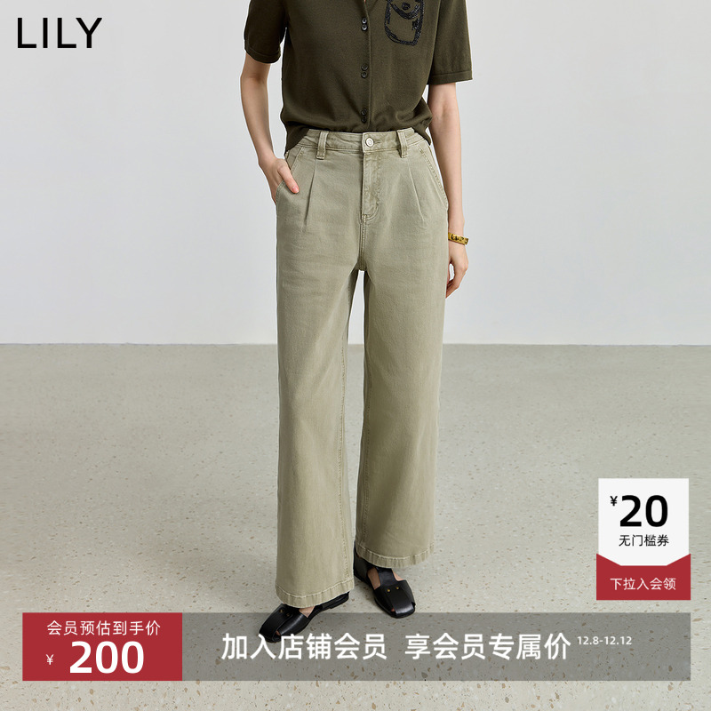 LILY做旧工装风阔腿休闲牛仔裤