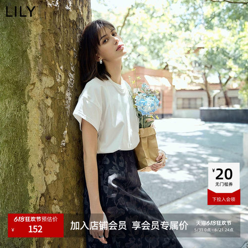 LILY通勤百搭纯色圆领简约短袖