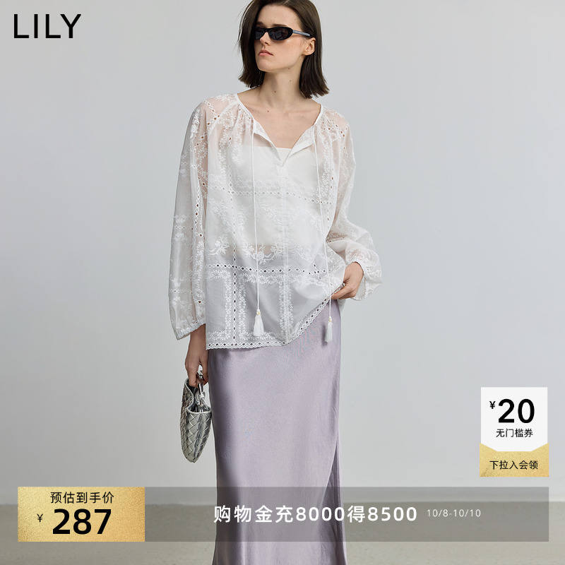 LILY薄款法式流苏蕾丝套头衫