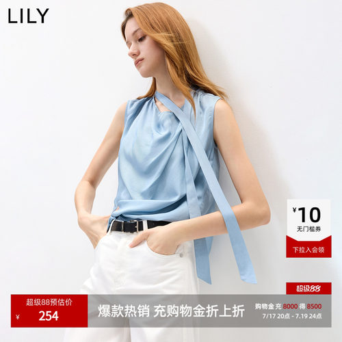 LILY短款通勤无袖醋酸新款套头衫