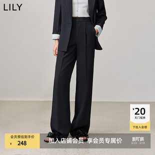 宽松垂感通勤高级感直筒女长裤 裤 子 休闲西装 黑色零压LILY2026新款