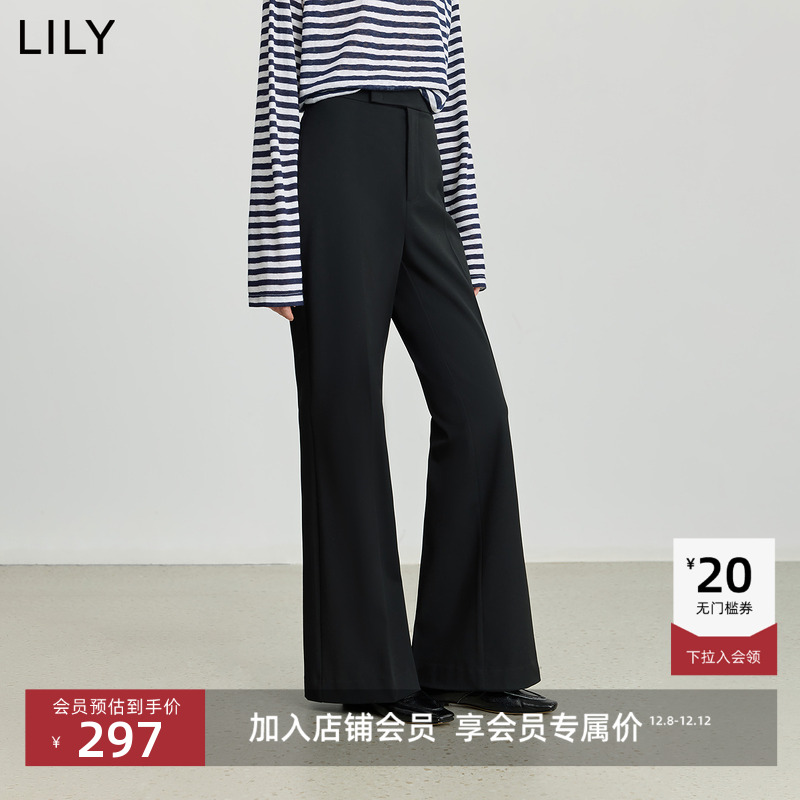 LILY磨毛通勤微显瘦休闲喇叭裤