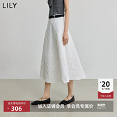 LILY2025新款 复古简约立体菱格格纹宽松休闲通勤A字裙半身裙女