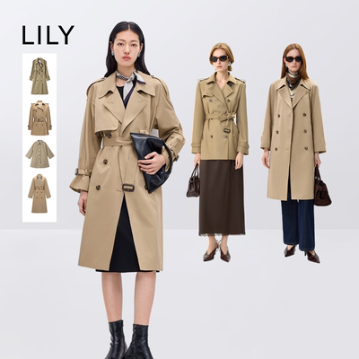 【李佳琦直播间时尚场】LILY长款卡其色风衣外套/中长款外套