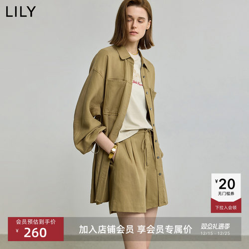 LILY莱赛尔亚麻翻领长袖新款外套