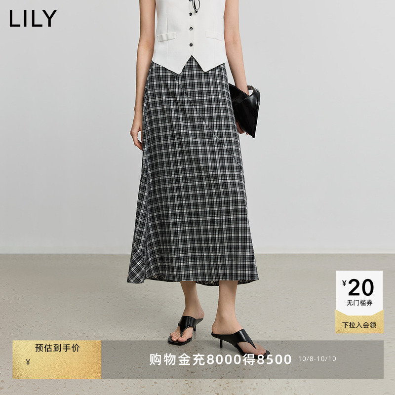 LILY通勤百搭设计感斜裁半身裙