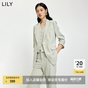 LILY2026夏新款 松弛感简约休闲收腰气质通勤浅色长袖 西装 外套 女装