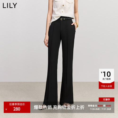 LILY超模小黑裤微喇通勤休闲裤