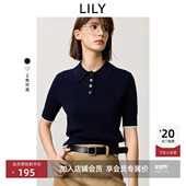 老钱风POLO领针织衫 女 LILY2025新款 女装 100%绵羊毛 商场同款