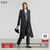 外套女长款 含羊毛复古老钱风深色西装 商场同款 LILY2025新款