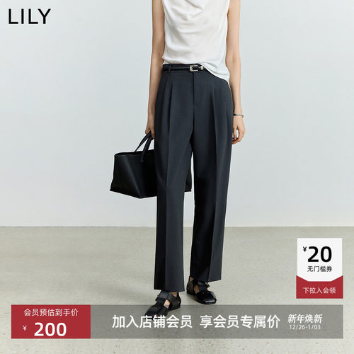 LILY通勤经典格雷系小脚西装裤