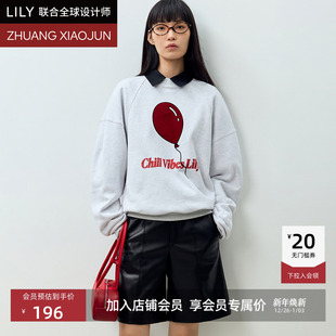 LILY 新款 商场同款 休闲气球印花百搭通勤卫衣 庄晓君