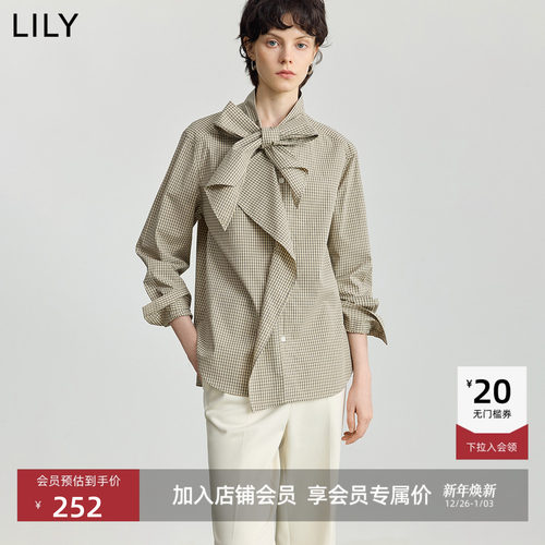 LILY通勤纯棉格纹浅色外套衬衫