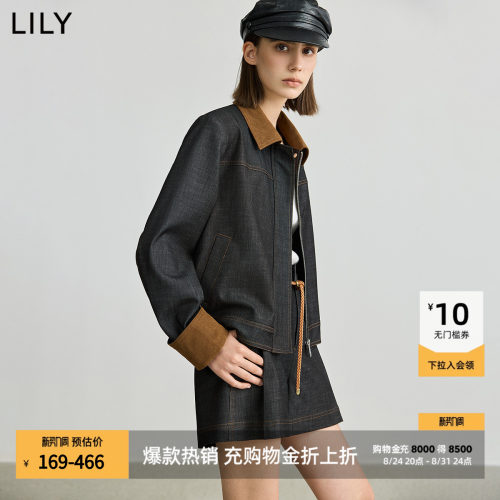 LILY撞色百搭灯芯绒牛仔夹克