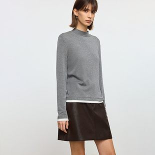 半高领打底针织衫 羊毛混纺撞色内搭上衣修身 女装 LILY2025秋冬新款