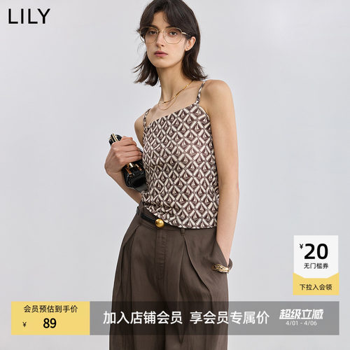 LILY百搭复古老花吊带T恤