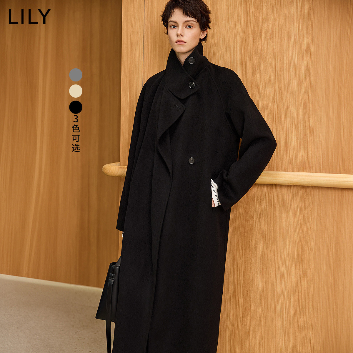 宋茜同款LILY绵羊毛气质高级双面呢大衣毛呢外套长款