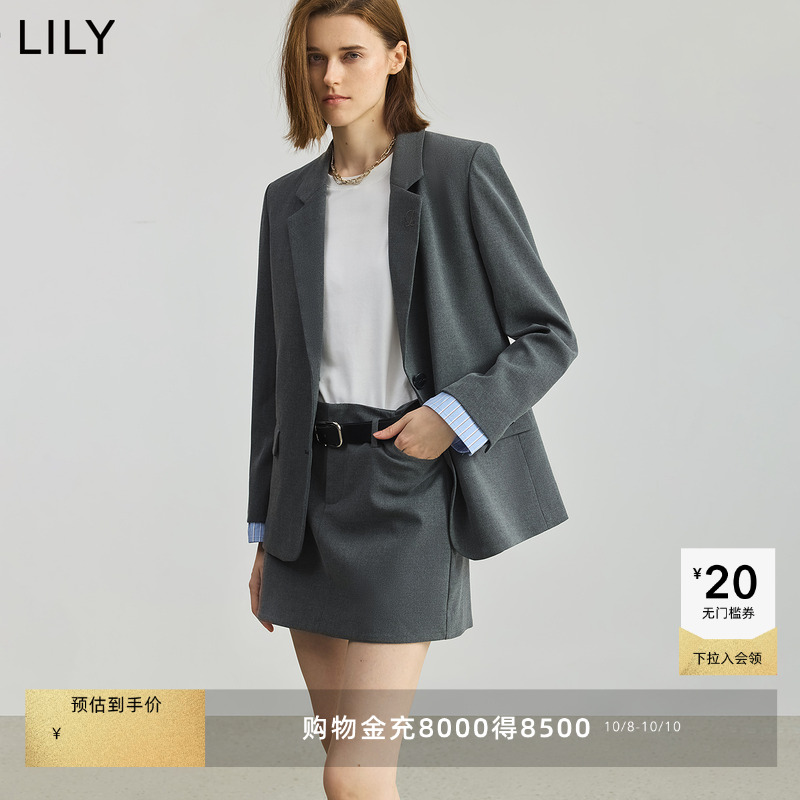 LILY通勤学院风可拆卸格雷西装
