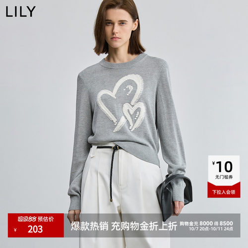 LILY套头女装提花圆领针织衫