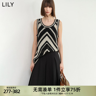 设计感时尚 撞色镂空洋气毛针织衫 女装 LILY2024夏新款 马甲叠穿上衣