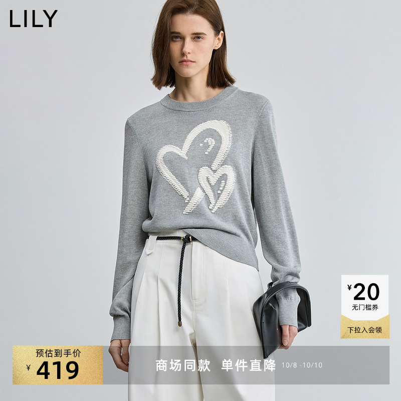 LILY套头女装提花圆领针织衫
