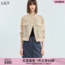 LILY2024夏季新品轻盈微光感不对称设计莫代尔工装风薄款短外套女