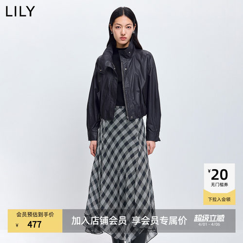LILY立领短款通勤帅气复古夹克