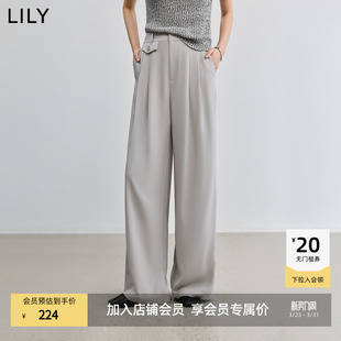 阔腿裤 简约弹力垂感宽松休闲百搭通勤灰色西裤 女装 LILY2025新款