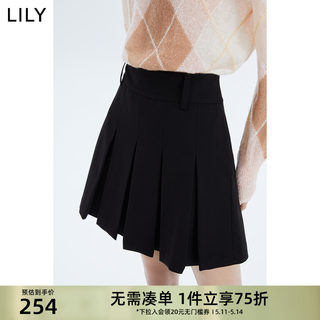 【商场同款】LILY新款女装时尚减龄百褶高腰阔腿休闲短裤女