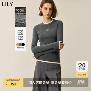 女内搭打底衫 圆领百搭通勤针织衫 简约修身 100%羊毛LILY2025冬新款