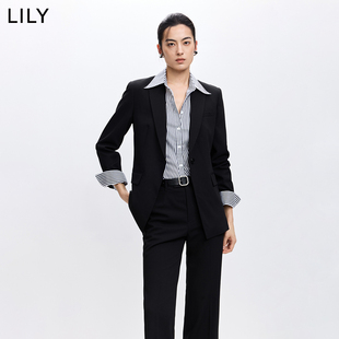 LILY2026春新款经典正肩一粒扣收腰通勤休闲西服高级感西装外套女