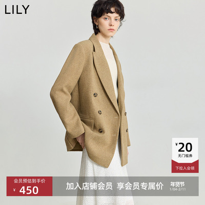 LILY羊毛混纺通勤复古西装外套