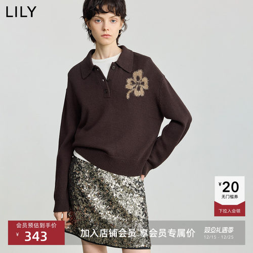 LILY羊毛混纺通勤针织衫亮丝毛衣