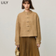 商场同款 LILY2024冬新款 女装 新中式 氛围感气质金色花纱短外套