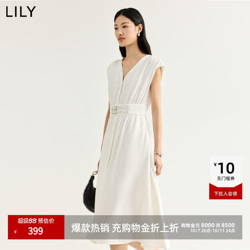 LILY通勤收腰法式简约长裙连衣裙