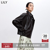 LILY2026春秋新款 复古美拉德休闲通勤百搭短款 夹克上衣皮衣外套女