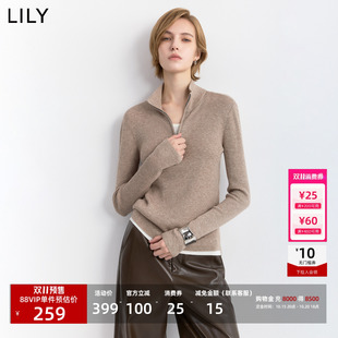 【天猫预售】李沁代言LILY2026冬新款女装假两件修身针织衫女短款