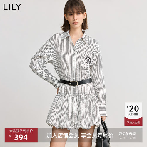 低腰连衣裙花苞裙LILY学院风收腰