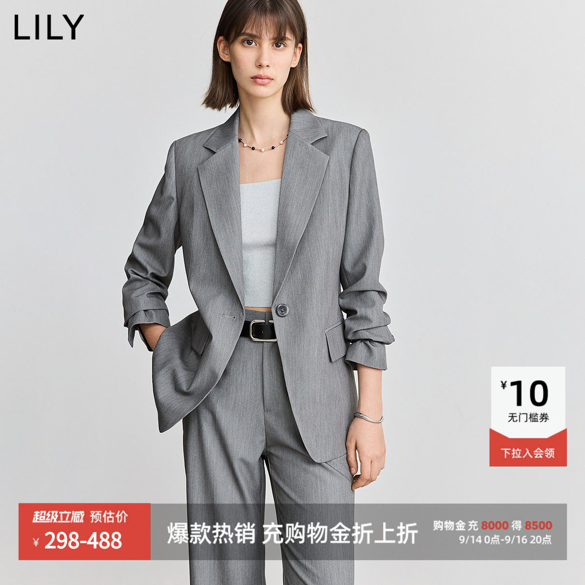 LILY通勤一粒扣百搭女装西装外套图片