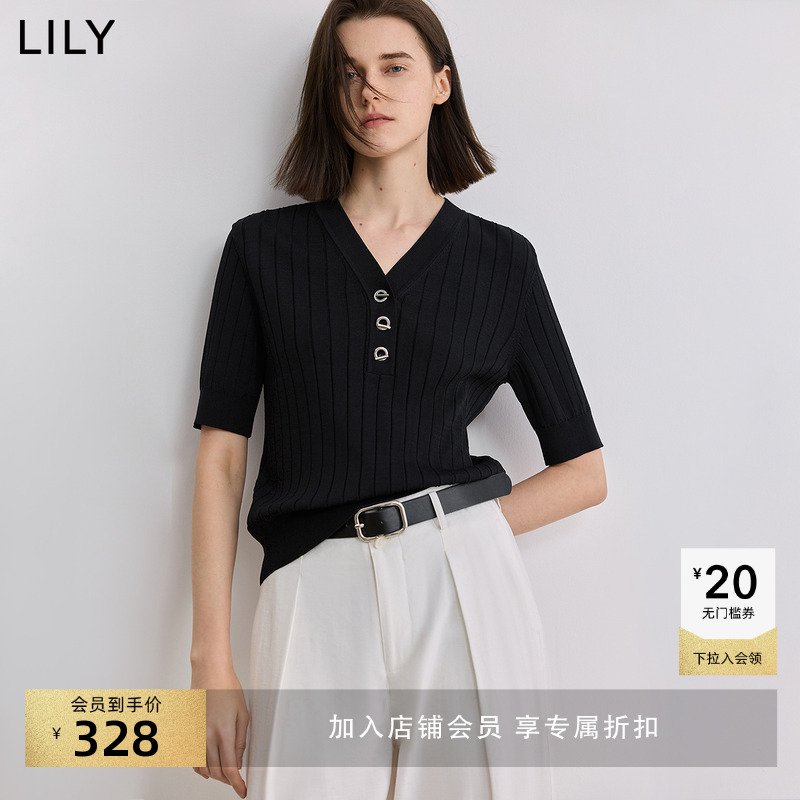 LILY短袖百搭POLO通勤针织衫
