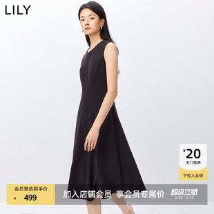 LILY2026春新款女装复古老钱风无袖圆领修身通勤背心连衣裙中长款