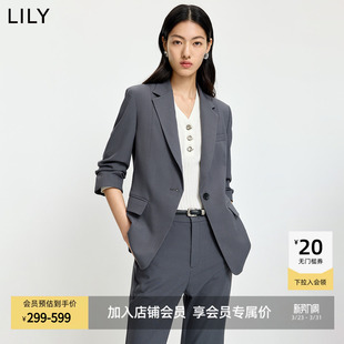 LILY2026夏新款 外套女 格雷系条纹收腰廓形气质通勤高级感灰色西装