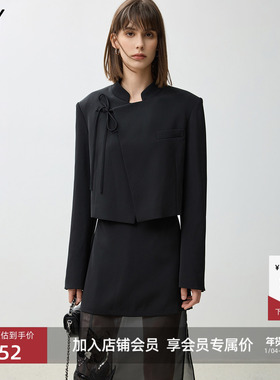 【商场同款】LILY新款新中式立领系带国风气质黑色短款外套