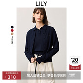 商场同款 LILY2025新款 女装 绵羊毛混纺简约开衫 外套两件套