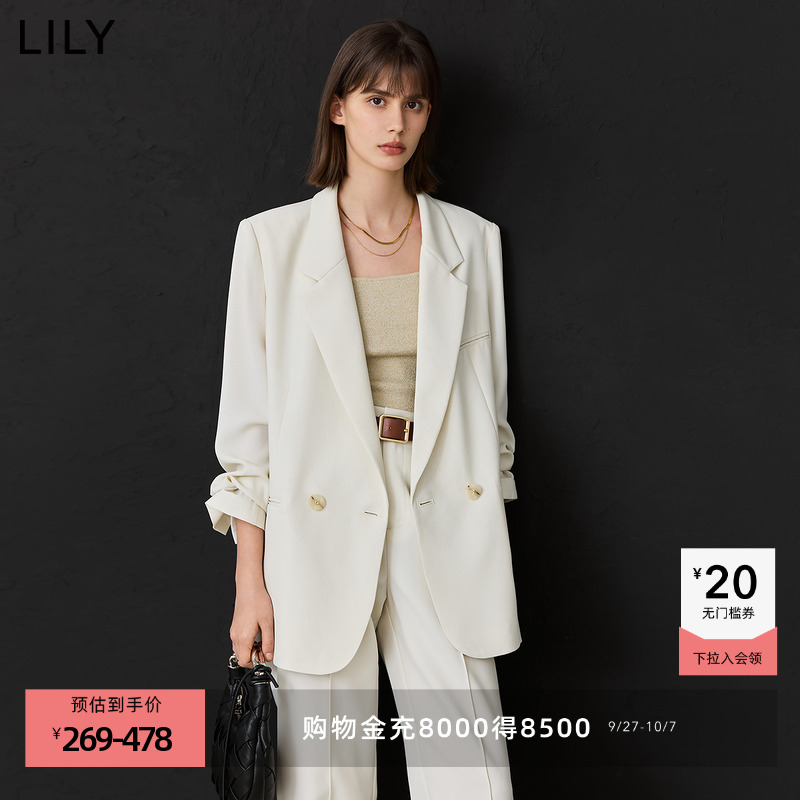 【不易皱】LILY薄款西装2025新品宽松休闲百搭通勤西装套装女