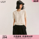 LILY2024夏新款 白色T恤雪纺衫 浪漫设计感优雅蕾丝镂空通勤款 女装