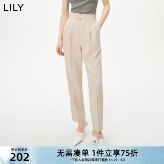 LILY夏新款女装时尚气质通勤款时髦洋气职业感高腰西装休闲裤