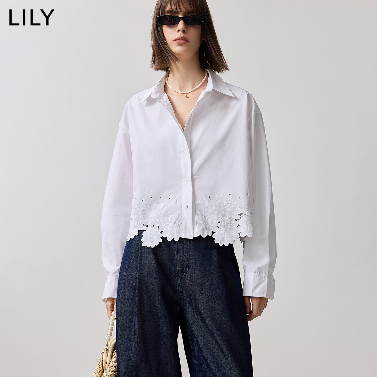 LILY新款全棉绣花休闲衬衫外套