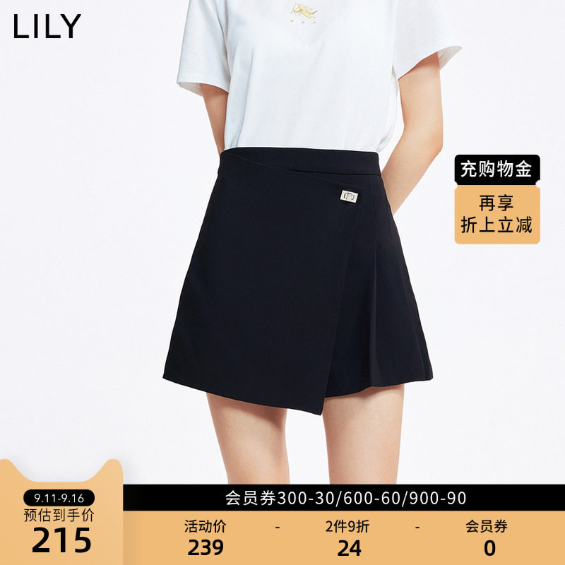 LILY2022夏新款女装时尚小众洋气不对称设计显瘦A字休闲短裤裙裤