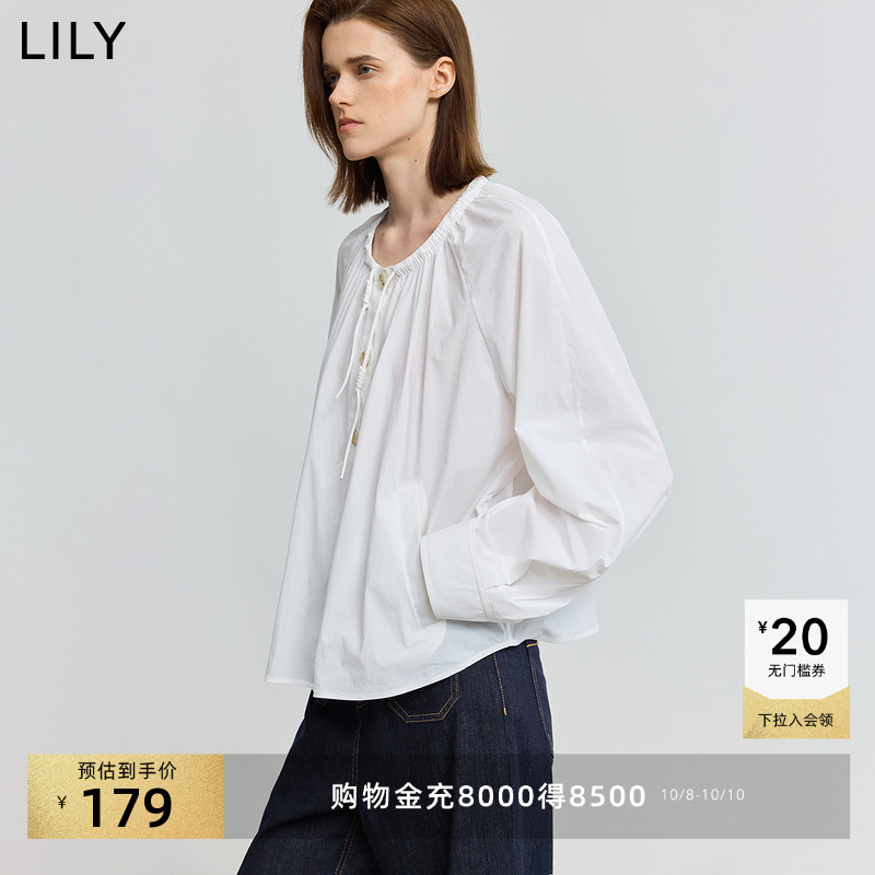 LILY百搭法式女装圆领通勤衬衫
